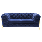 Sheila - Transitional Dark Blue Fabric Loveseat