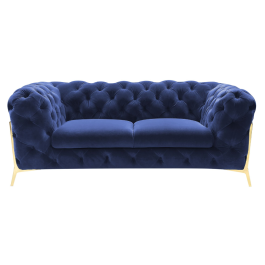 Sheila - Transitional Dark Blue Fabric Loveseat