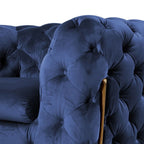 Sheila - Transitional Dark Blue Fabric Loveseat