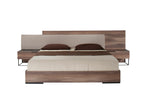 Matteo - Italian Modern Walnut & Fabric Bed - Italian Modern Walnut & Fabric Bed - Queen