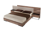 Matteo - Italian Modern Walnut & Fabric Bed - Italian Modern Walnut & Fabric Bed