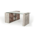 Boston Modern Glass & Faux Concrete Reversible Desk