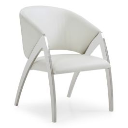 Rabia Modern White Leatherette Accent Chair