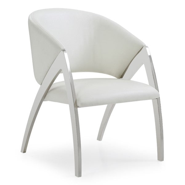 Rabia Modern White Leatherette Accent Chair