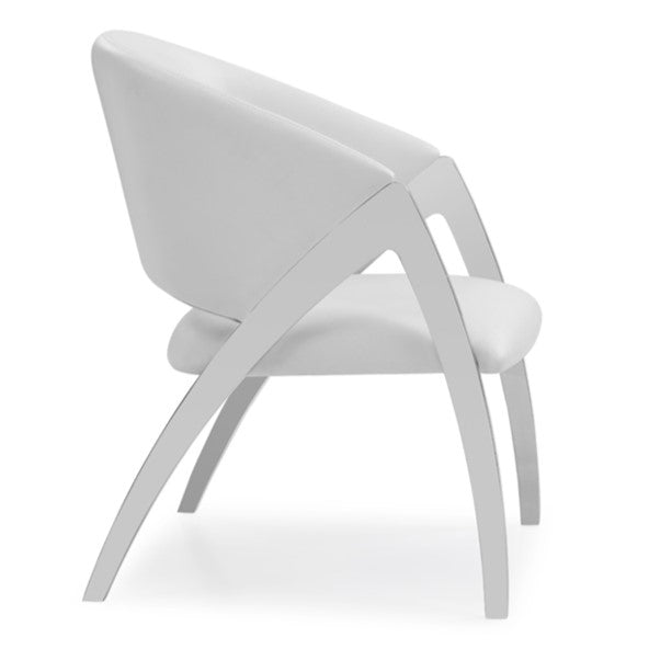 Rabia Modern White Leatherette Accent Chair