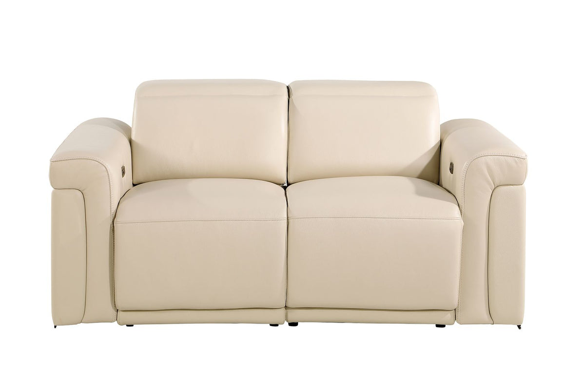 1126 Divanitalia Power Reclining Sofa, Loveseat & Chair Set in Top Grain Italian Leather with 5 Power Recliners & Power Headrests - Beige - SKU 1126-BEIGE-3PC - view 5