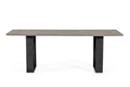 Murphy - Modern Grey Aged Oak & Black Metal Dining Table
