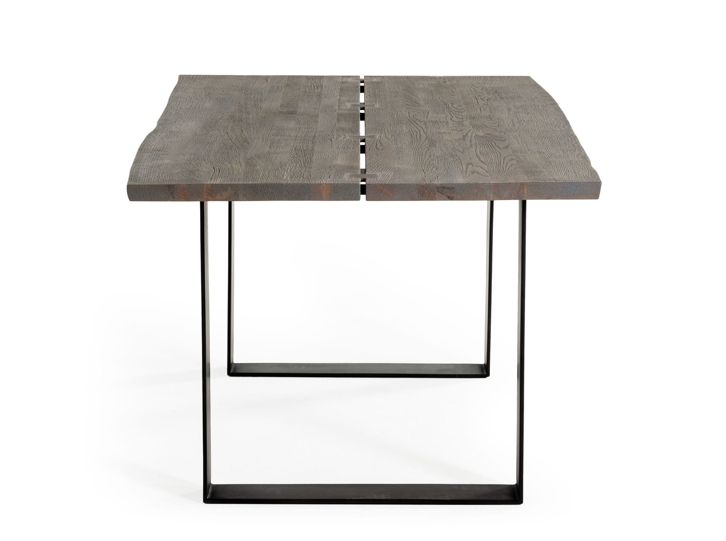 Murphy - Modern Grey Aged Oak & Black Metal Dining Table