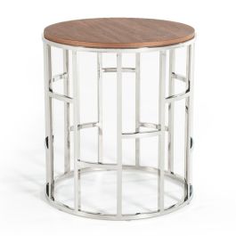 Silvia Modern Walnut & Stainless Steel End Table