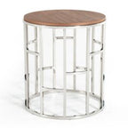 Silvia Modern Walnut & Stainless Steel End Table