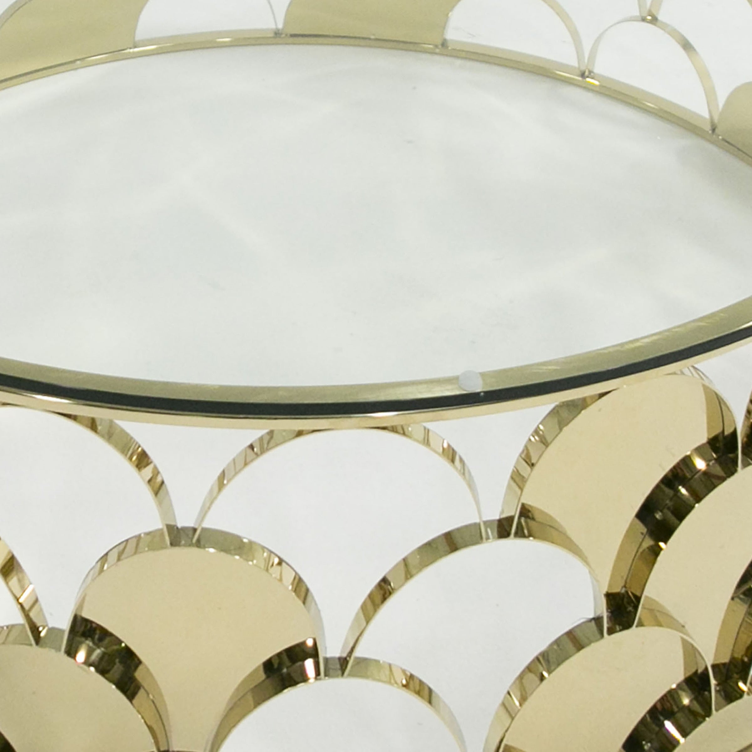 Javier Modern Glass & Gold Round Coffee Table