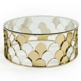 Javier Modern Glass & Gold Round Coffee Table
