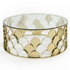 Javier Modern Glass & Gold Round Coffee Table