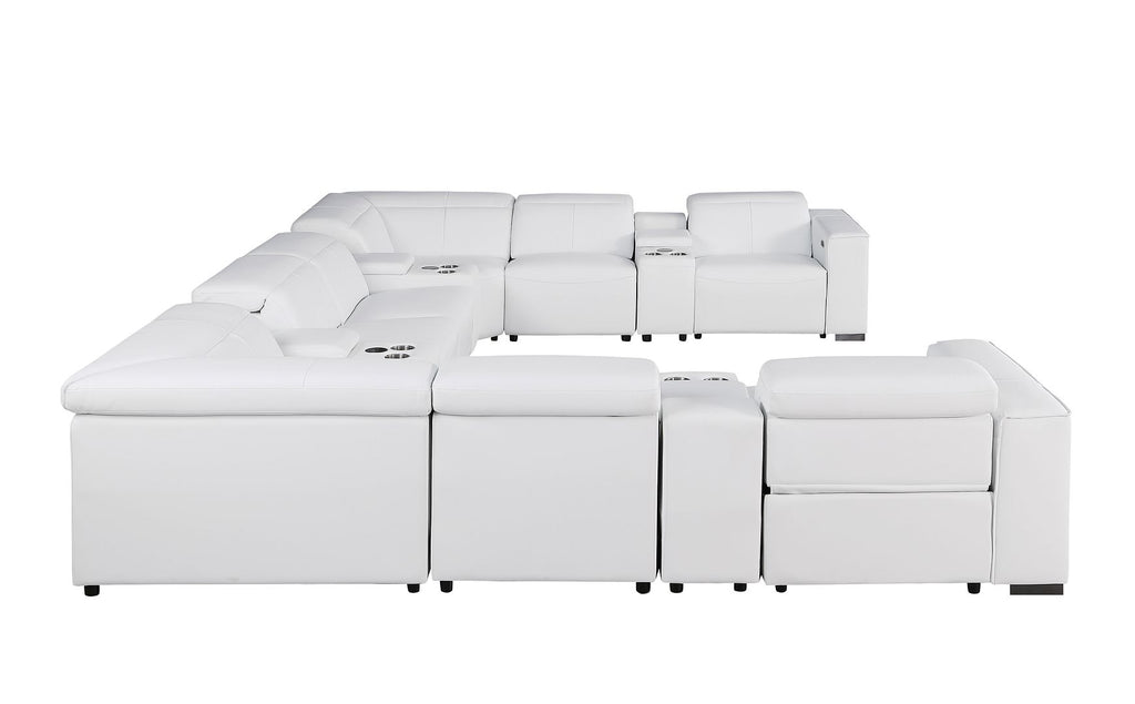 1208 12 Piece U-Shaped Leather Sectional Sofa with 4 Power Recliners & Power Headrest