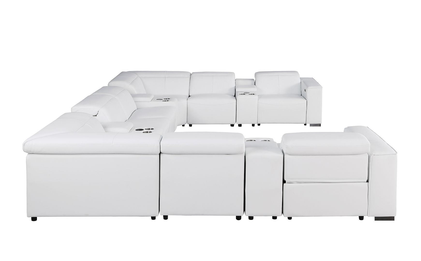 1208 12 Piece U-Shaped Leather Sectional Sofa with 4 Power Recliners & Power Headrest