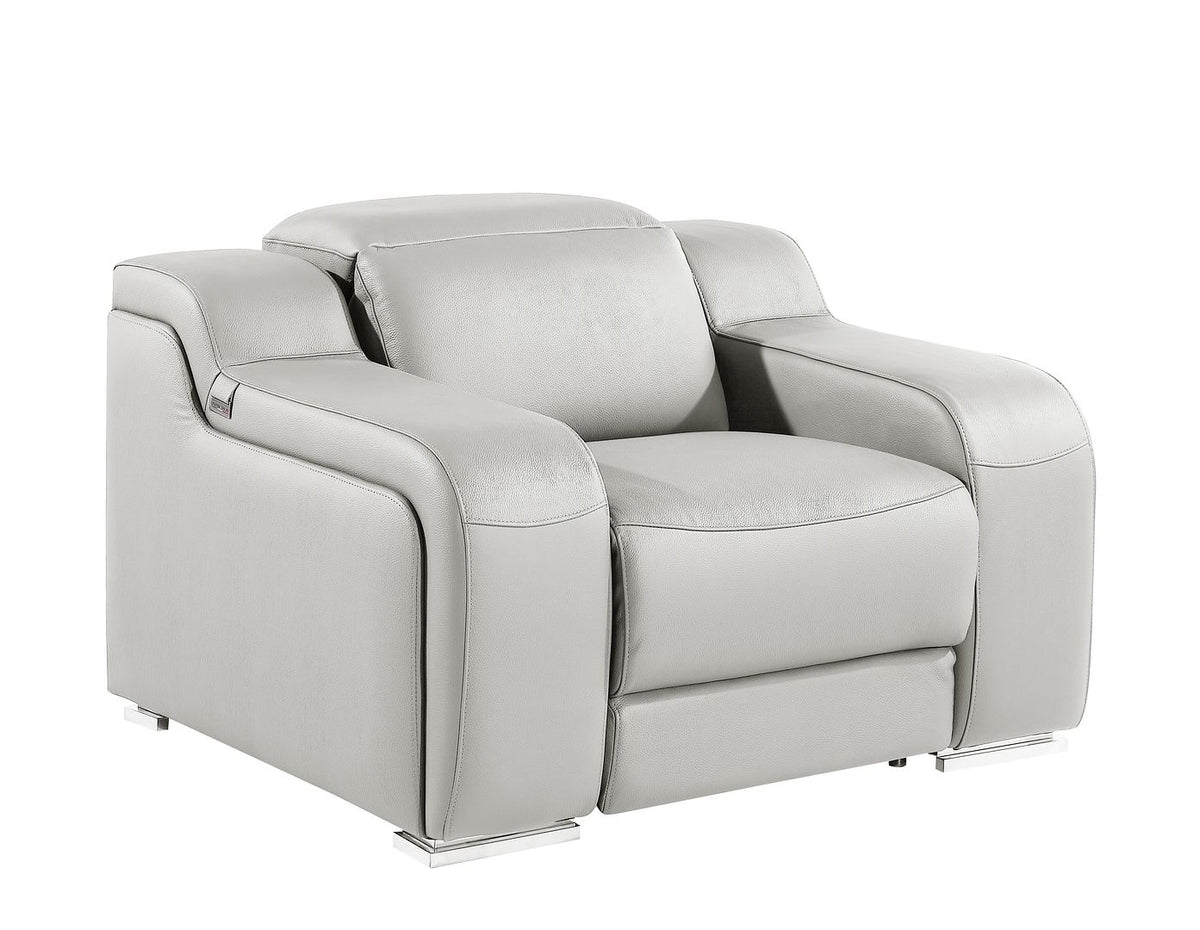 1116 Divanitalia 6-Piece Modular Power Reclining Sofa, Loveseat & Chair Set in Top Grain Italian Leather with 6 Power Recliners & Power Headrests - Light Grey - SKU 1116-LT_GREY-6.6-HT-3PC - view 12