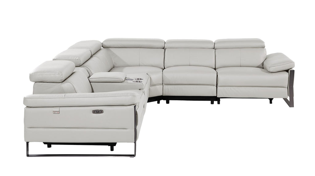 1246 Divanitalia 6-Piece L-Shaped Modular Power Reclining Sectional Sofa with 3 Power Recliners and Power Headrests - Top Grain Italian Leather - Light Grey - SKU 1246-LT-GREY-6PC-3PWR-SECTIONAL - view 5