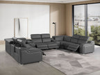 1116 Divanitalia 10-Piece U-Shaped Sectional Sofa in Top Grain Italian Leather with 4 Power Recliners & Power Headrests