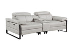 1246 Divanitalia Modular Power Dual Reclining Sofa, Console Loveseat, and Chair Set with Power Headrests - Top Grain Italian Leather - Light Grey - SKU 1246-LT-GREY-7.5-HT-3PC - view 7