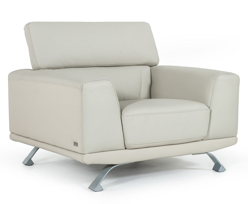 Brustle Modern Light Grey Eco-Leather Lounge Chair