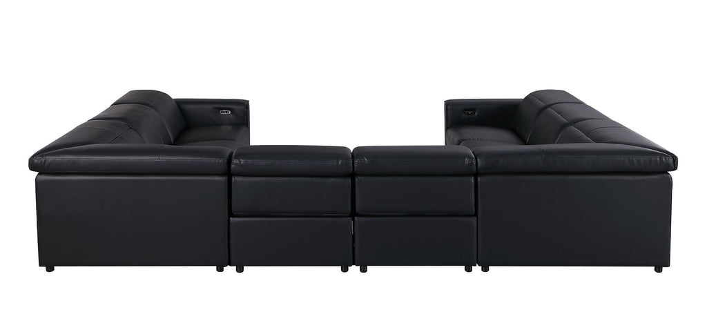 1208 8 Piece U-Shaped Leather Sectional Sofa with 4 Power Recliners & Power Headrests