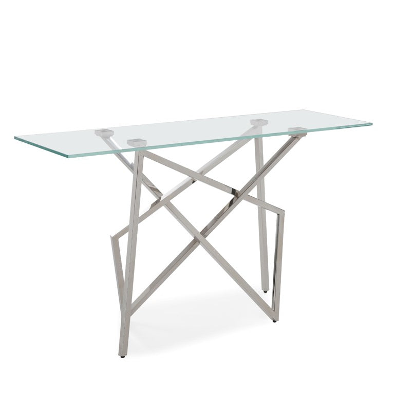 Hawkins Modern Glass & Stainless Steel Console Table