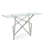 Hawkins Modern Glass & Stainless Steel Console Table