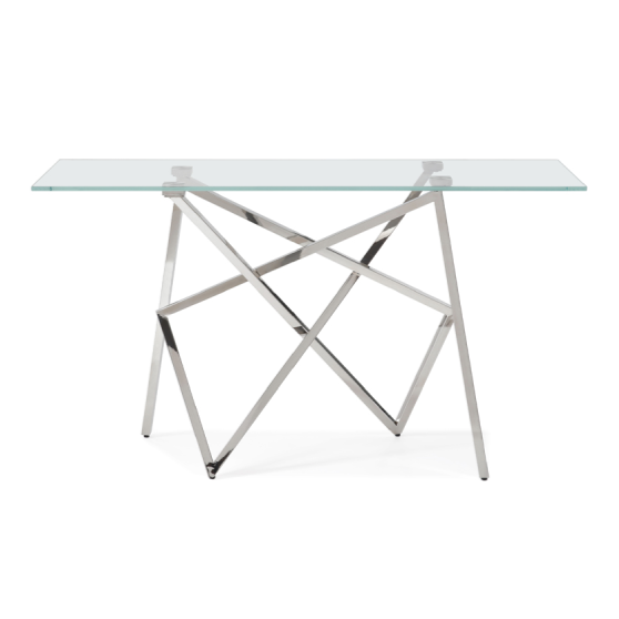 Hawkins Modern Glass & Stainless Steel Console Table