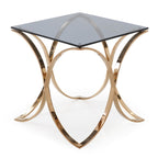 Reklaw Modern Smoked Glass & Rosegold End Table
