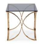 Reklaw Modern Smoked Glass & Rosegold End Table