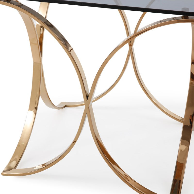 Reklaw Modern Smoked Glass & Rosegold End Table