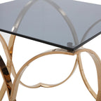 Reklaw Modern Smoked Glass & Rosegold End Table