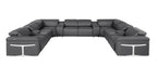 1126 Divanitalia 12-Piece U-Shaped Sectional Sofa in Top Grain Italian Leather with 4 Power Recliners & Power Headrests - Dark Grey - SKU 1126-DK_GREY-12PC-4PWR-U-SECTIONAL-GROUP - view 3