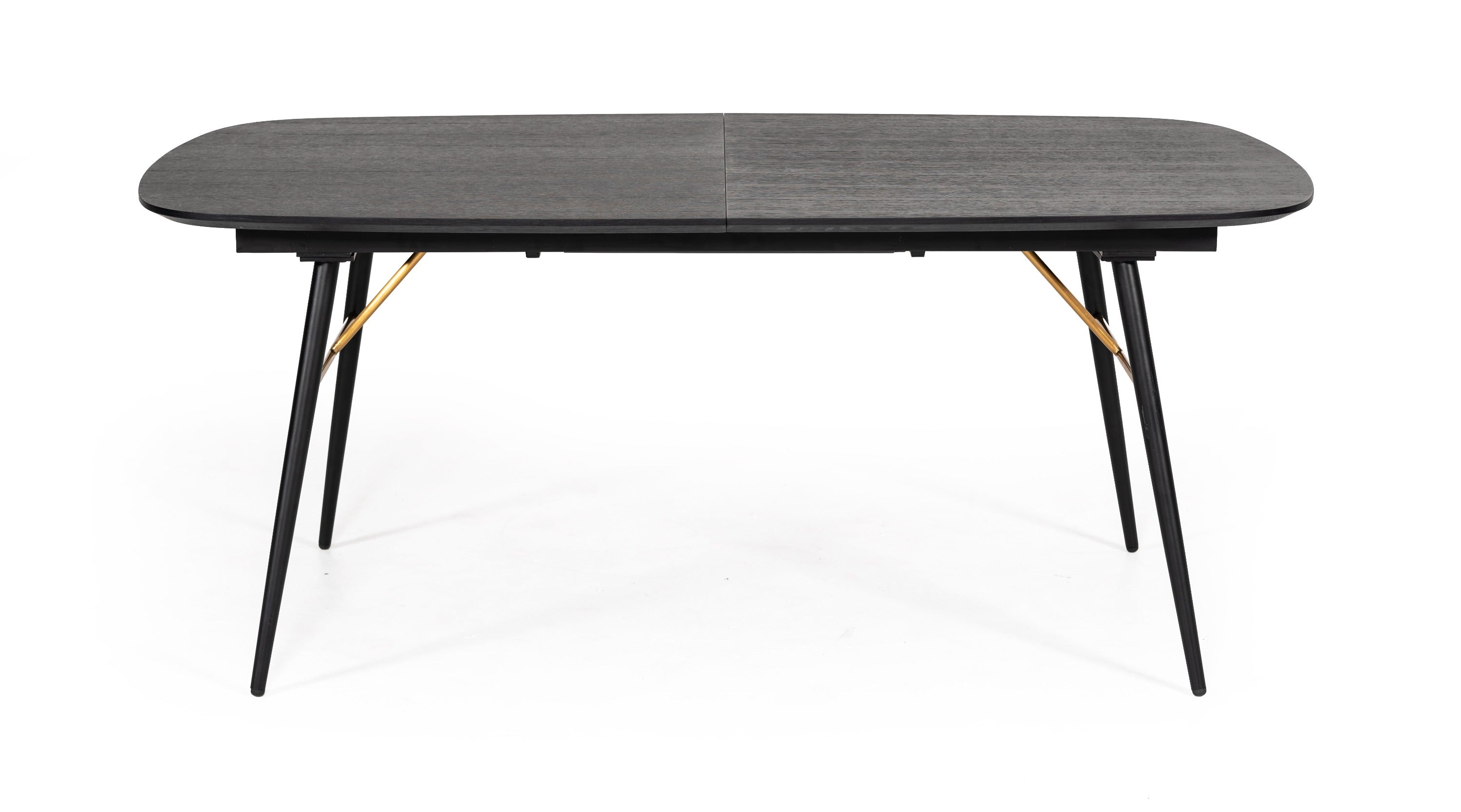 Billy Modern Black Oak & Gold Extendable Dining Table