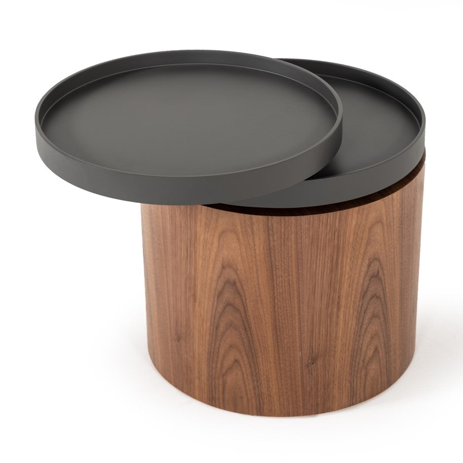 Bascom Modern Walnut End Table with Swivel Top