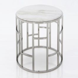 Silvan Modern Marble & Stainless Steel End Table