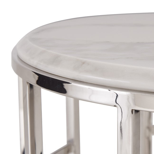 Silvan Modern Marble & Stainless Steel End Table