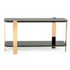 Leroy Modern Ebony & Rosegold Console Table