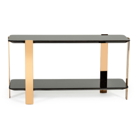 Leroy Modern Ebony & Rosegold Console Table