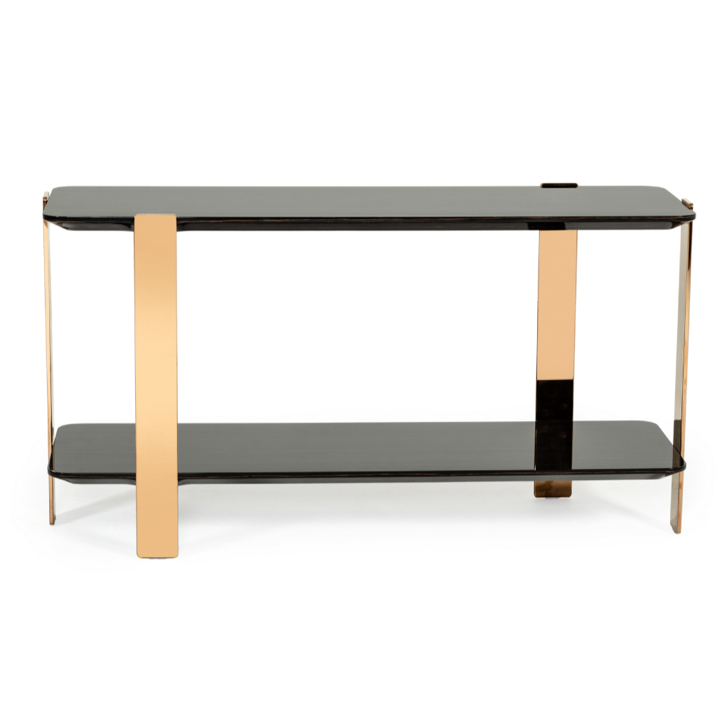 Leroy Modern Ebony & Rosegold Console Table