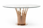 Paxton Modern Round Glass & Rosegold Dining Table