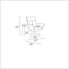 C74 DivanItalia Black Lounge Chair – Top Grain Italian Leather Dimensions