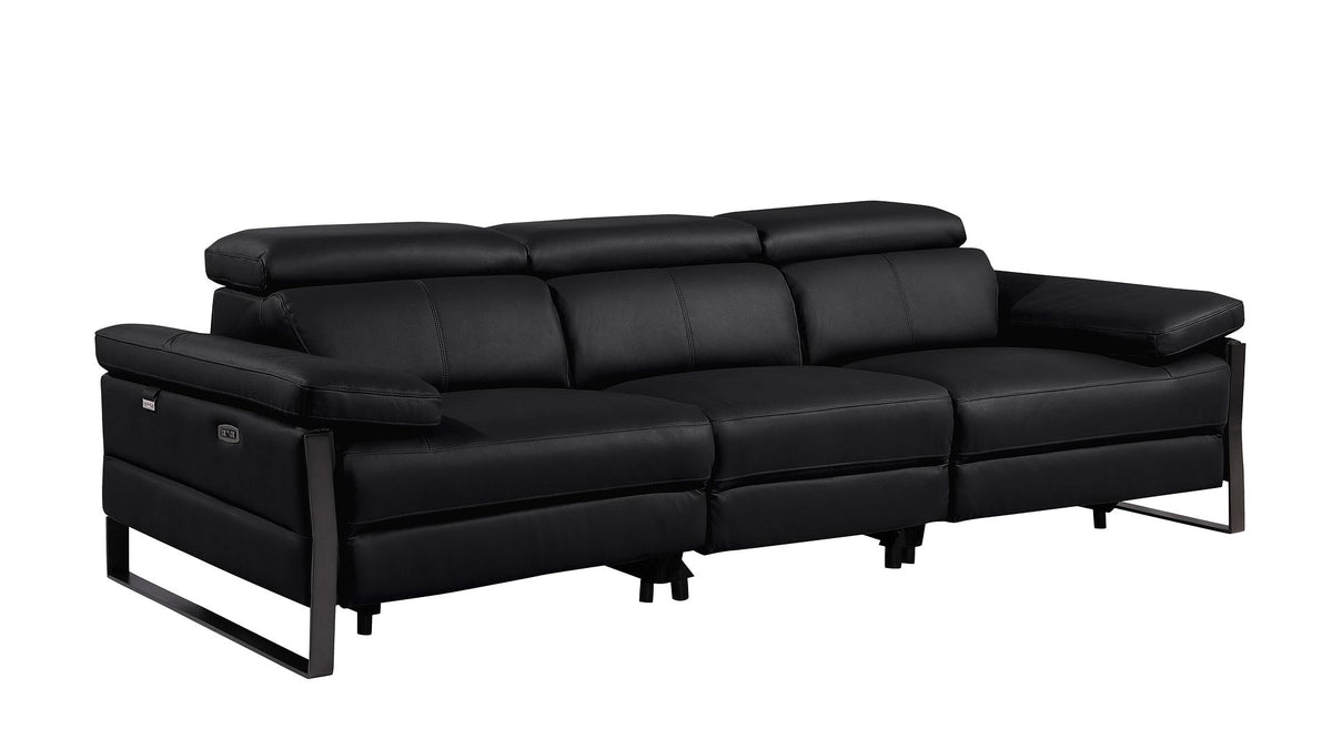 1246 Divanitalia Modular Power Triple Reclining Sofa, Console Loveseat, and Chair Set with Power Headrests - Top Grain Italian Leather - Black - SKU 1246-BLACK-7.6-HT-3PC - view 5