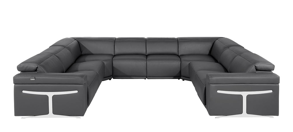 1126 Divanitalia 8-Piece U-Shaped Sectional Sofa in Top Grain Italian Leather with 4 Power Recliners & Power Headrests