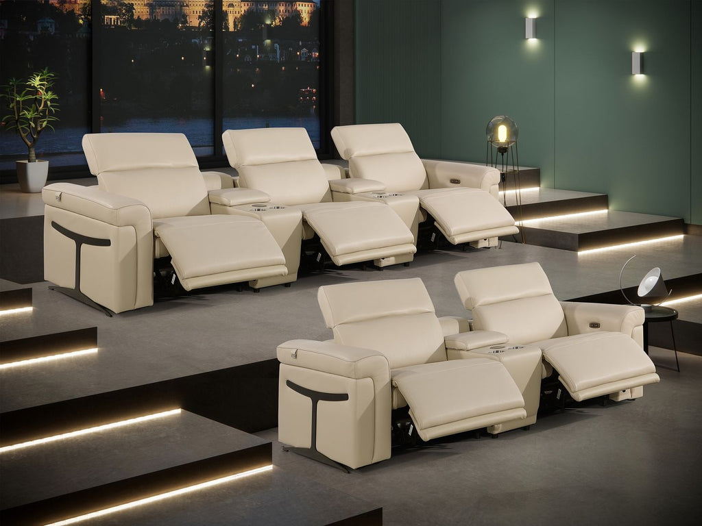 1126 Divanitalia 8-Piece Modular Power Reclining Sofa & Loveseat Set in Top Grain Italian Leather with 5 Power Recliners & Power Headrests - Beige - SKU 1126-BEIGE-8.5-HT - view 3