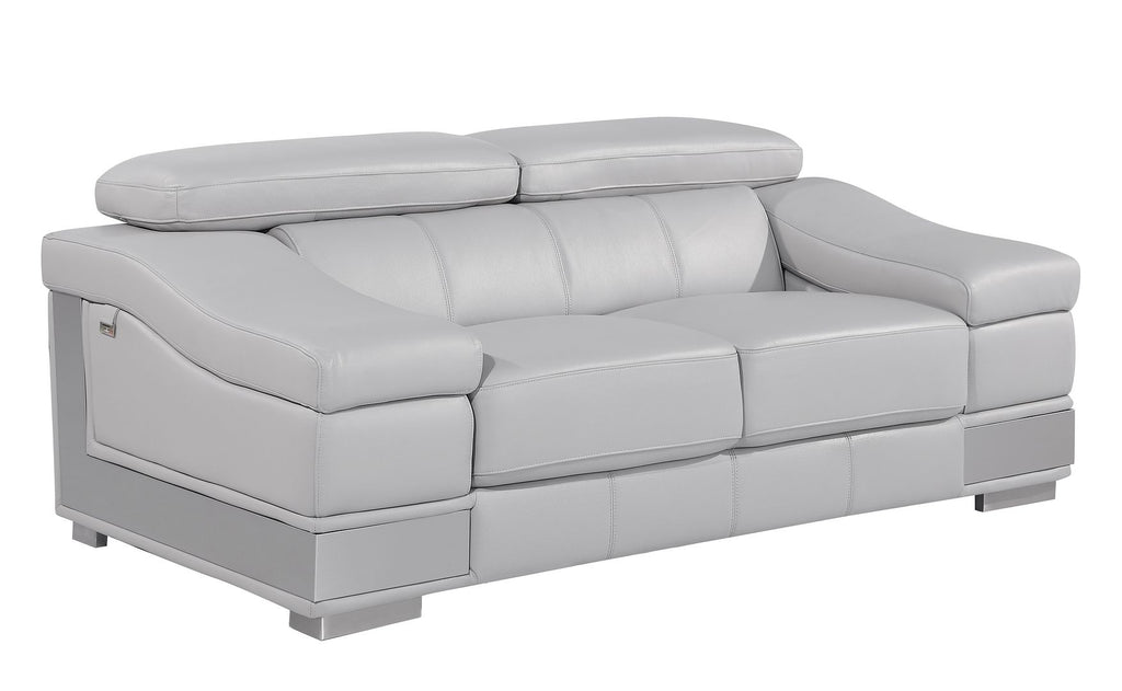 415 Divanitalia 2-Piece Sofa Set with Adjustable Headrest in Top-grain Italian Leather - Light Grey - SKU 415- LIGHT GRAY 2PC (S/L) - GROUP - view 7