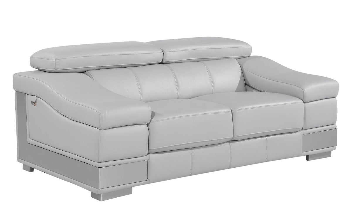 415 Divanitalia 2-Piece Sofa Set with Adjustable Headrest in Top-grain Italian Leather - Light Grey - SKU 415- LIGHT GRAY 2PC (S/L) - GROUP - view 7