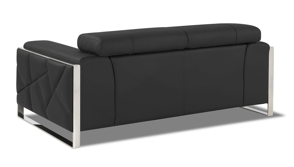 903 Divanitalia Loveseat with Adjustable Headrest in Top-grain Italian Leather - Dark Grey - SKU 903-L-DARK GRAY - view 3