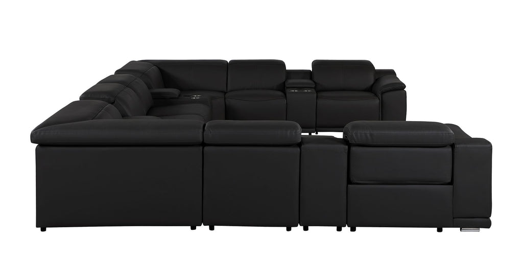 9762 Divanitalia 12-Piece U-Shaped Top Grain Italian Leather Sectional Sofa with 4 Power Recliners