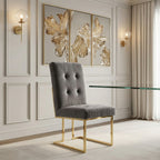 Legend Modern Grey Fabric & Gold Dining Chair (Set of 2)